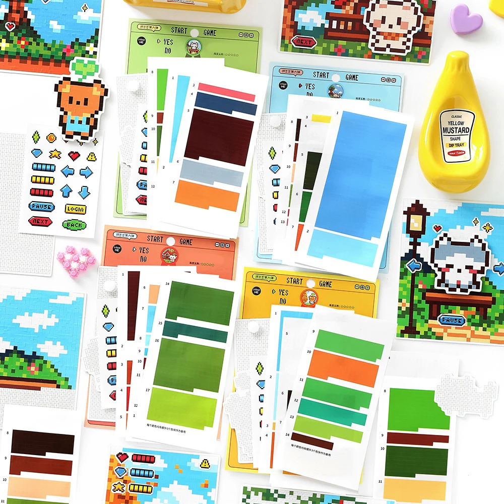 Kawaii Animal Pixel Collage Stickers for DIY Crafts & Decoration