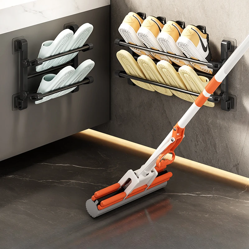 Hole-free Shoe Rack Behind The Door Wall-mounted Anti-theft Door Slipper Rack Small Multi-layer Household Shoe Rack Shoe Organizer
