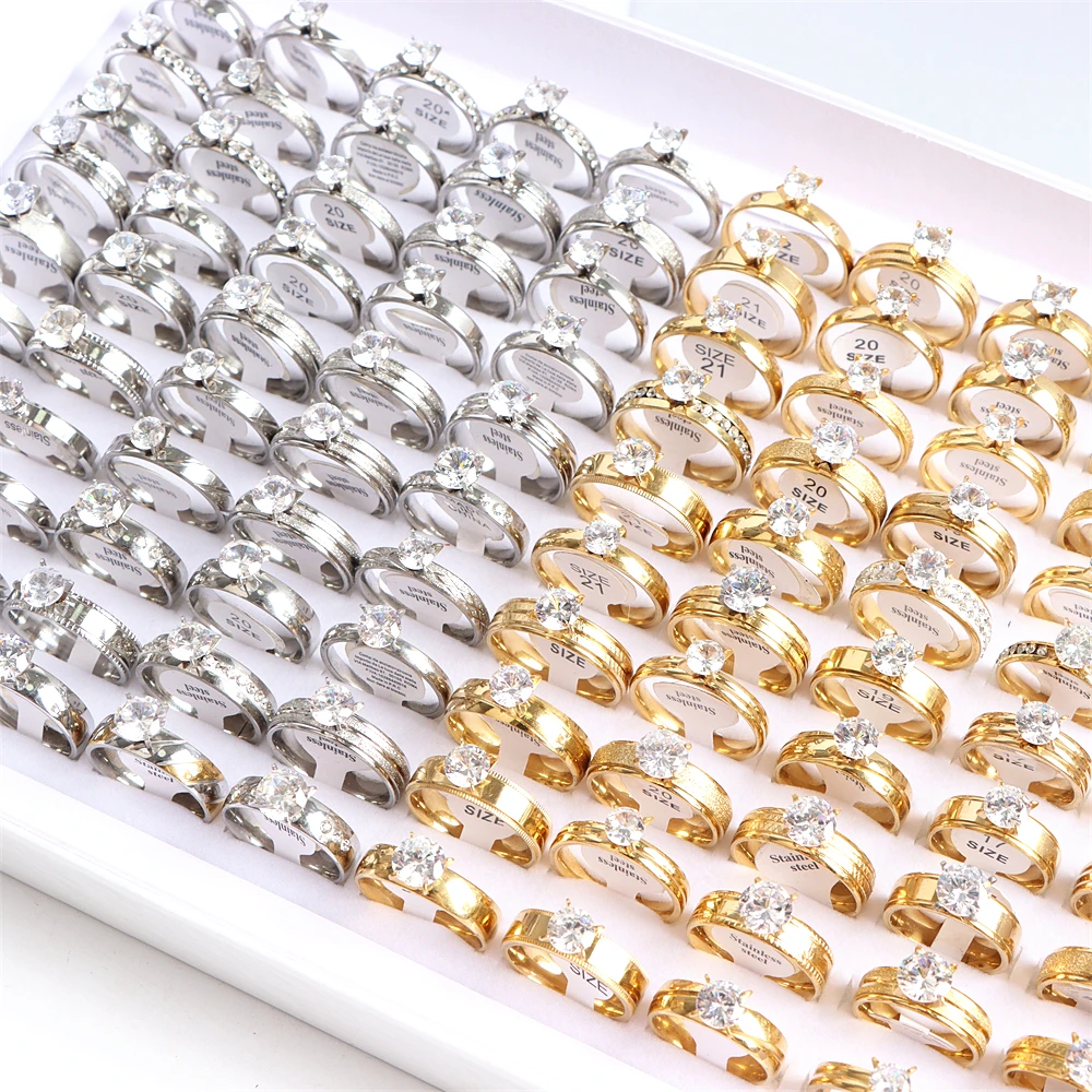10/20 Pcs/Lot Fashion Multi Style Stainless Steel Jewelry Rings Zircon Crystal Spinner 5 Colors Punk Spikes Ring Set Gold Color Rings Stainless Steel Ring Finger Ring Fidget Spinner Ring Zircon Crystal Ring Adjustable Rings For Womens Mens Gift