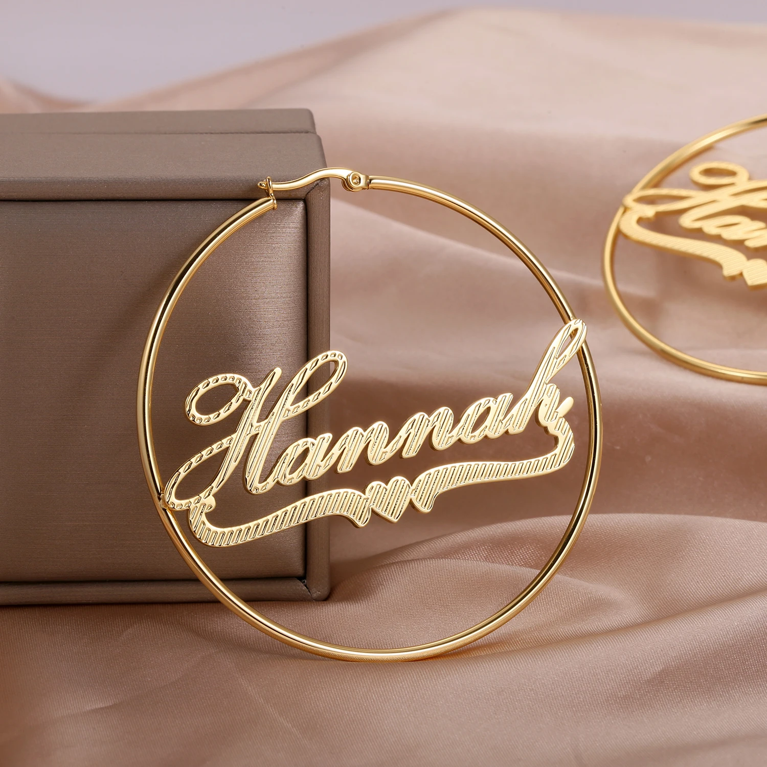 

Personalized Hoop Earrings With Name Custom Gold Hoops Names Earring Hip Hop Handmade Cursive Studs For Women Bridesmaid Gift