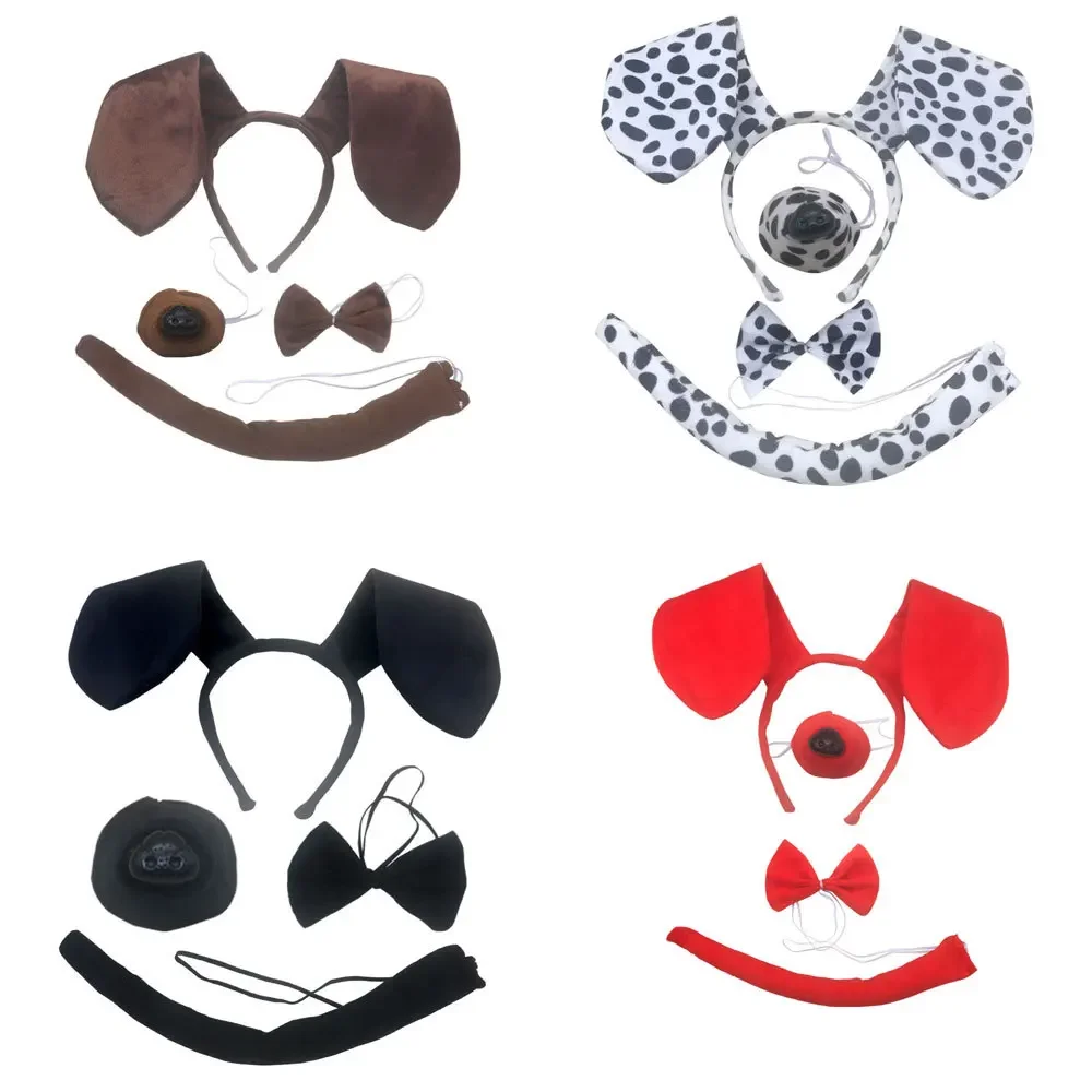 Puppy Dog Set Ears Headband Bowtie Fake Nose Tail Animal Accessories for Party Brown Black Halloween Costume Cosplay anime cosplay props animal cosplay costume