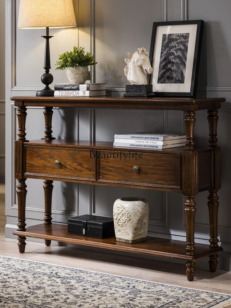 

American-Style Solid Wood Console Tables Simple and Light Luxury Ultra-Thin Multifunctional Partition Hallway Locker