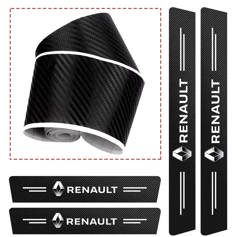 Car Logo Decals Door Sill Protector Stickers For Renault Megane 2 3 4 Twingo Clio Talisman Captur Trafic Kwid Scen
