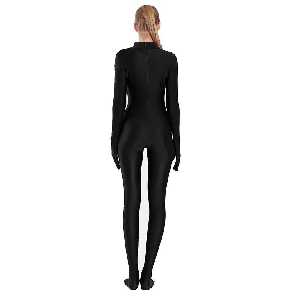 Aoylisey Women Footed Unitard Spandex Bodysuit Adult Sexy High Neck Full Body Leotard Dance Wear Jumpsuits