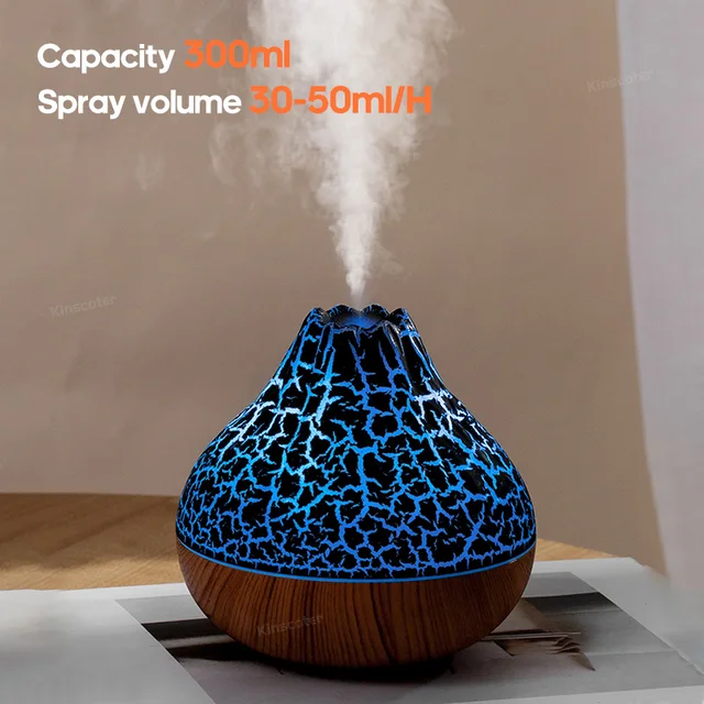 300ml Volcano Air Humidifier Desktop Electric USB Humidificadore Water Mist Diffuser Purifier Air Freshener With 7 Colors Night 5