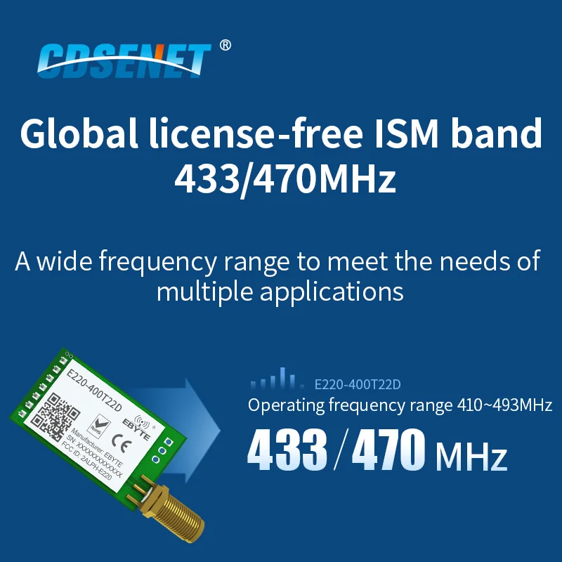 LLCC68 LoRa 433MHz 470MHz Wireless Module 22dBm Long Range 5km CDSENET E220-400T22D SMA-K UART RSSI Transmitter Receiver SEMTECH