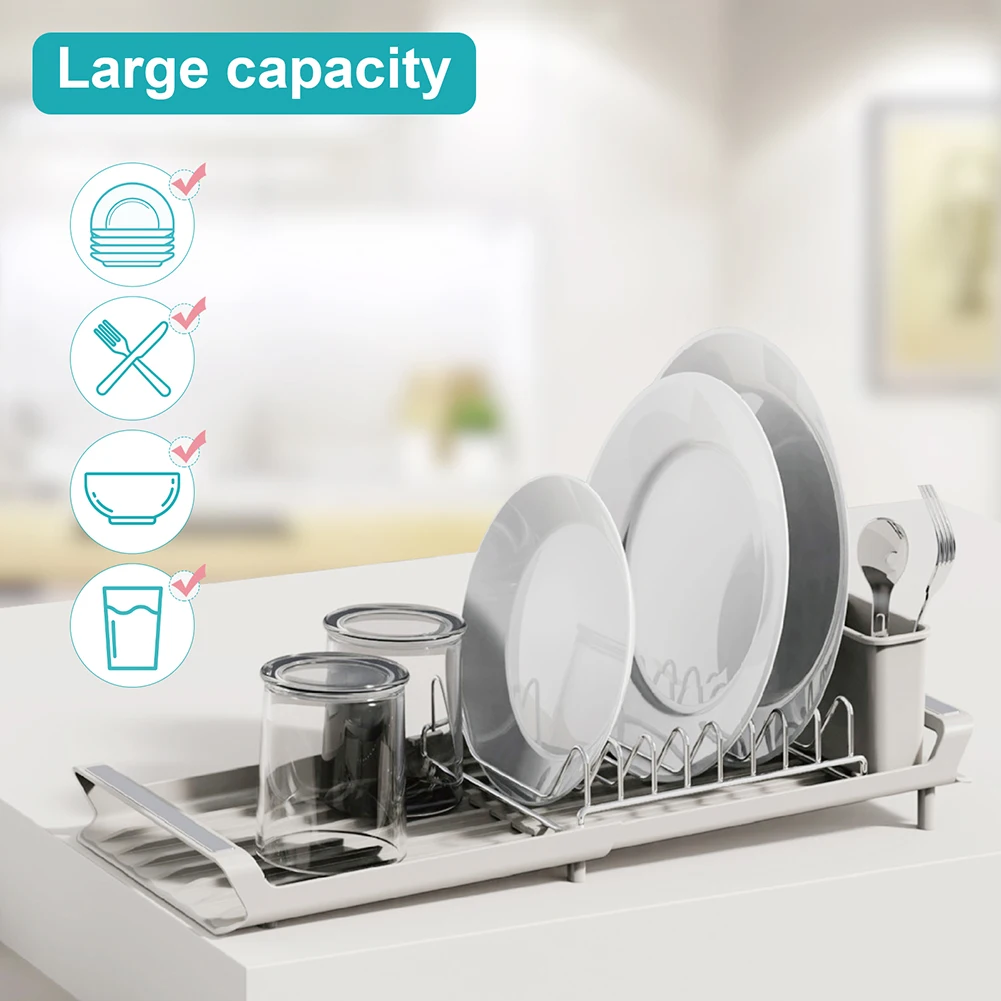 1PCS Metal Kitchen Dish Bowl Drying Rack Extendable Tableware Rack With  Draining Tray Kitchen Tableware Organizer Basket - AliExpress