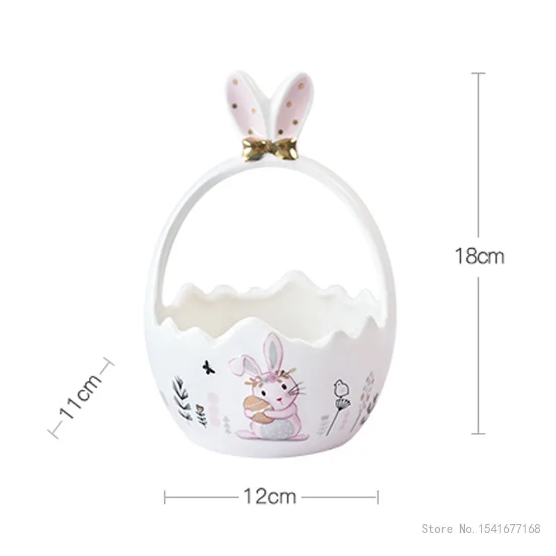 White Rabbit Shaped Ceramic Storage Basket, Cute Basket, Fruit, Cosmetics, Table Top, Home Decoration Ornaments