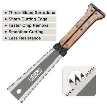 AIRAJ 12 Inch Wooden Folding Saw SK5 Steel Labor-Saving Wear-Resistant Durable Foldable Portable Manual Tool