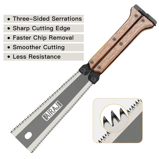 AIRAJ 12 Inch Wooden Folding Saw SK5 Steel Labor-Saving Wear-Resistant Durable Foldable Portable Manual Tool