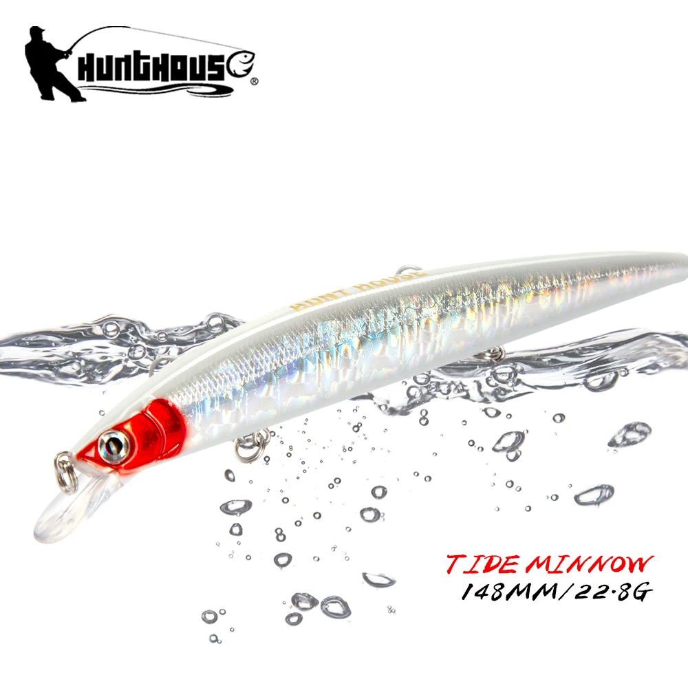 

Hunthouse Tide Minnow Fishing Lure Floating Hard Bait Wobbler Long Casting Saltwater 148mm 22.8g Bass Perch Pesca Fish Tackle