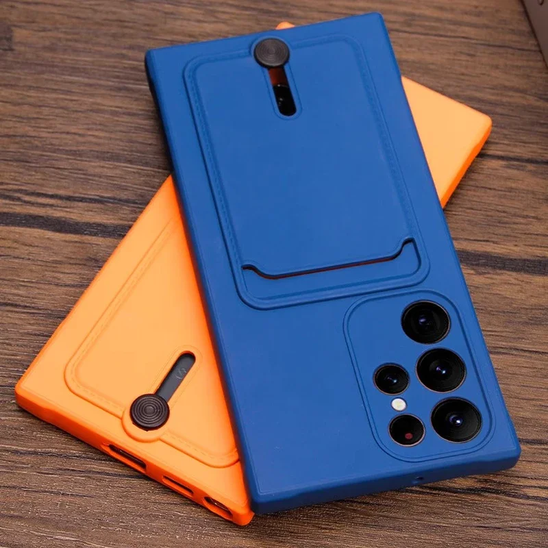Premium Fine Hole Sliding Card Holder Silicone Phone Case – Shockproof Soft Back Cover