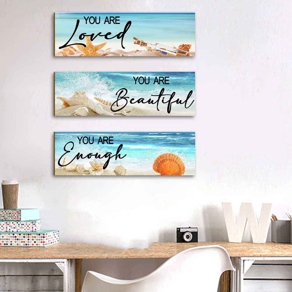 

3pcs Wall Sign Beach Wooden Wall Ocean Beach Wall Decoration Living Room Wall Decor