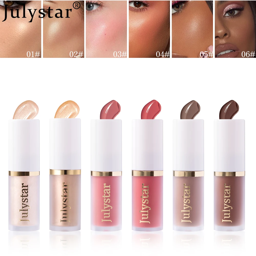 Liquid Blush 3 Colors/set Moisturizing Face Rouge Long Lasting Pearl Lip Brightening Natural Highlighter Retoucher Set