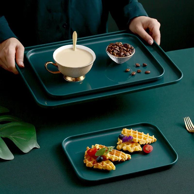 Nordic Style Food Storage Tray Rectangular Shallow Plate Creative Fruit Bread Barbecue Pastry Dishes Kitchen Utensil 5