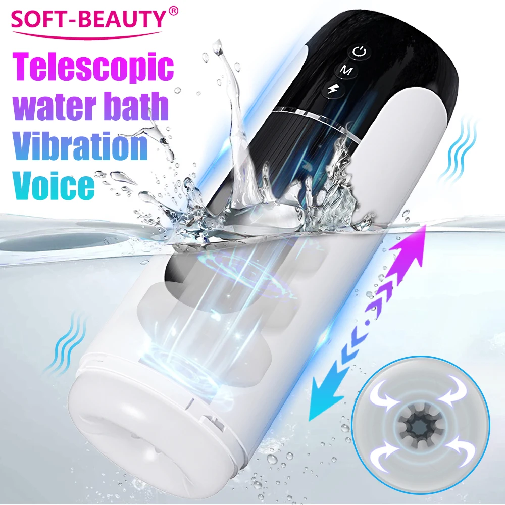Automatic Male Masturbator Telescopic Vibrator Water Bath Blowjob Vagina Pussy Masturbation Cup