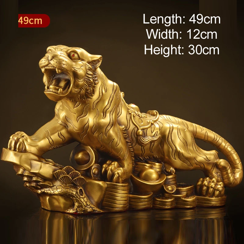 Metal Brass Tiger Sculpture Ornaments, Home Office Desk Living Room Bedroom Decorations, Copper Craft, Mountain Tiger Decor, 1Pc
