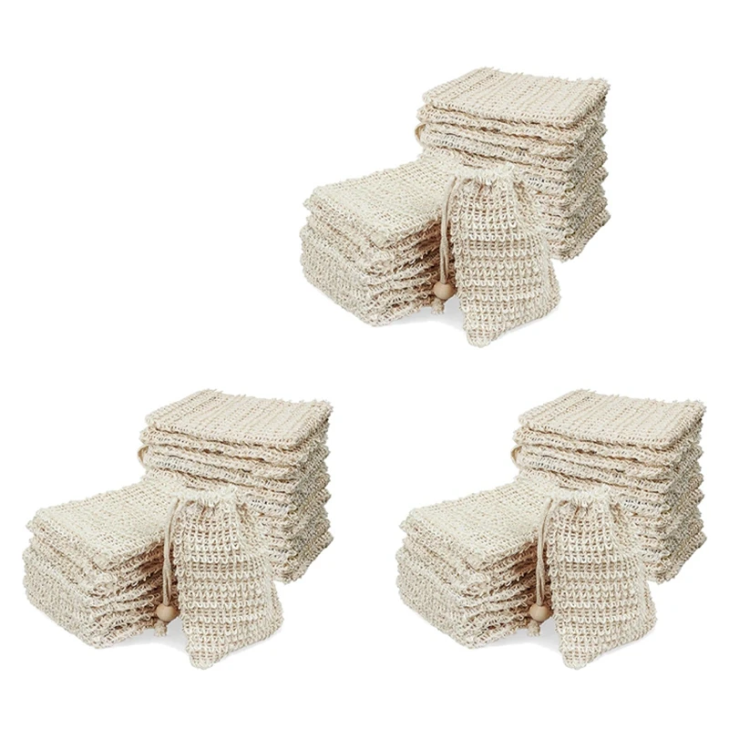 

60 Pack Soap Exfoliating Bag,Soap Saver Made Sisal Mesh Soap Bag Bar Soap Bag With Drawstring For Bath & Shower Use