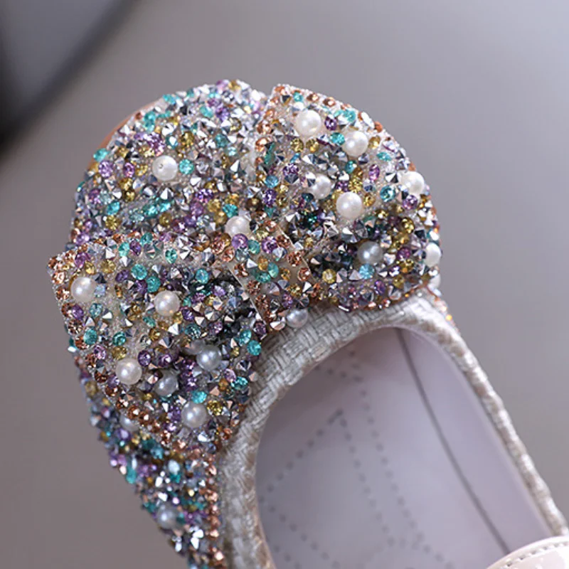 For Girls Shoes Spring Kids Fashion Sandals PU Brand Rhinestone Glitter Princess Toddler Dress Party Dance Flats Baby Shoes