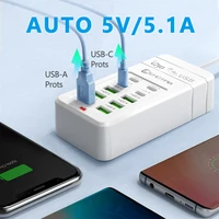 EU UK US Plug Multiple Rapide USB Charger Power Adapter 1.2m Extension Cord 6 USB-A 4 USB-C Portable For Mobile Phone USB Socket 3