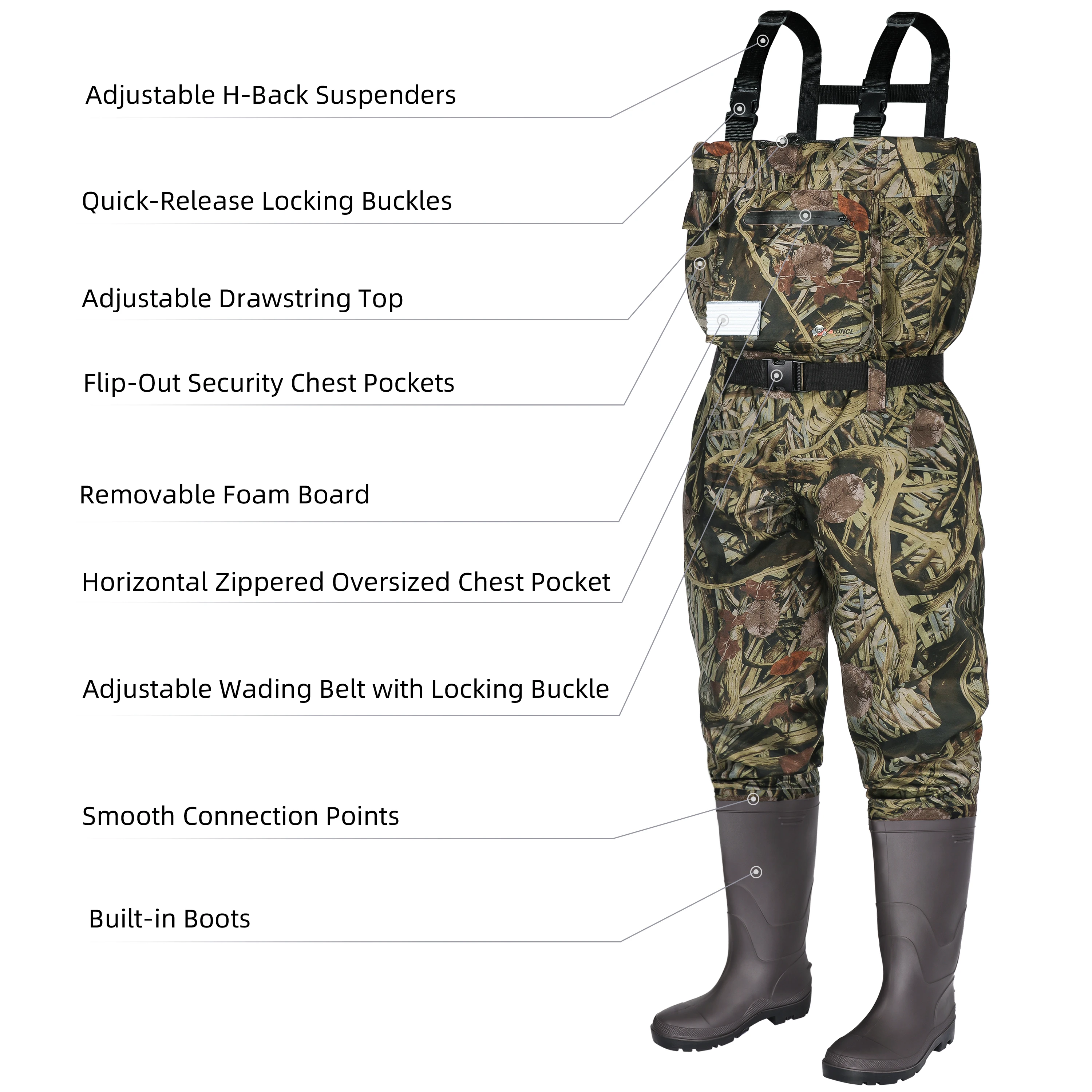 RUNCL Chest Waders with Boots Fishing Waders Waist-High Waders Updated 400D  Nylon Outer Seamless Breathable Tech Ergonomic