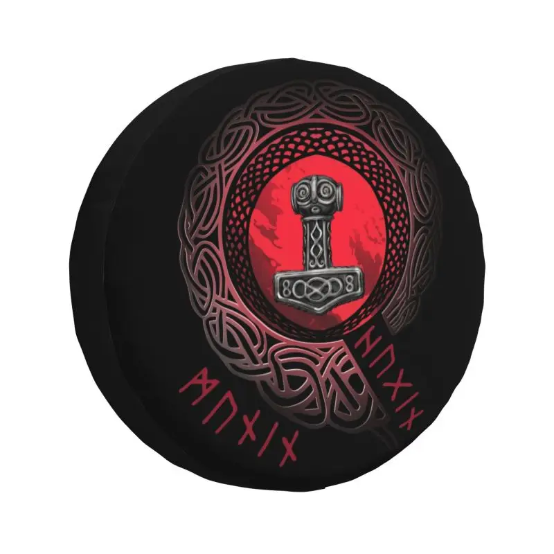 

Viking Runes Thor Mjolnir Spare Tire Cover for Prado Pajero Jeep Norse Valhalla Odin 4WD 4x4 RV Car Wheel Protector Accessories