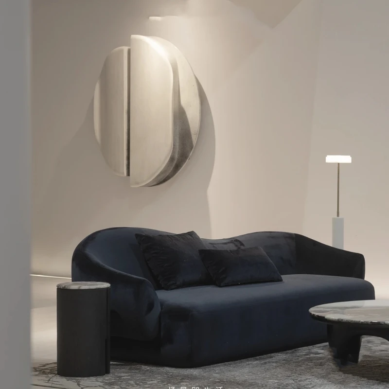 

Curved sofa, minimalist modern style living room velvet fabric sofa