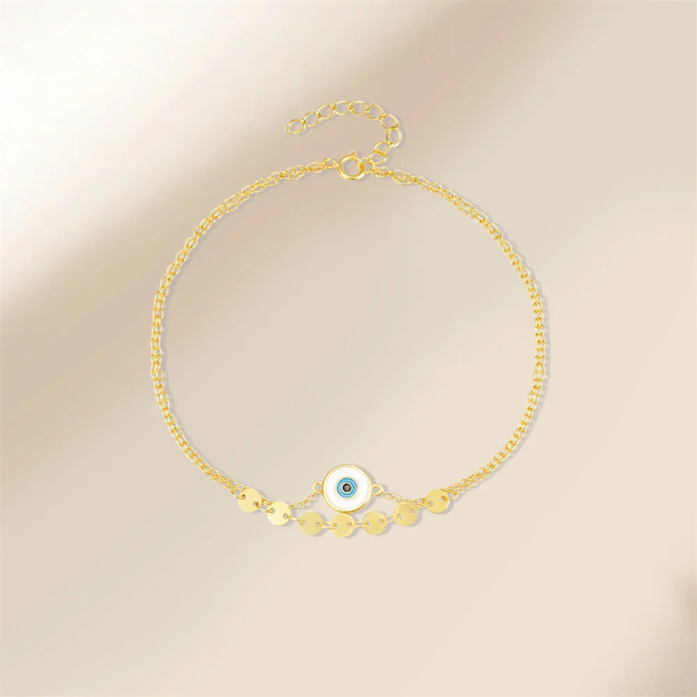 CANNER Double Eye Drops Oil Anklets For Women 925 Sterling Silver 18k Gold Simple Personality Ins Anklets Fine Jewelry Gift