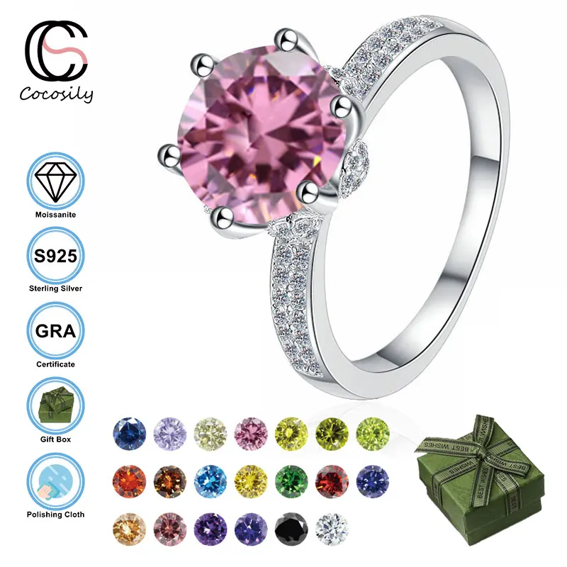 

Кольцо женское из серебра 925 пробы с муассанитом, 3 карата