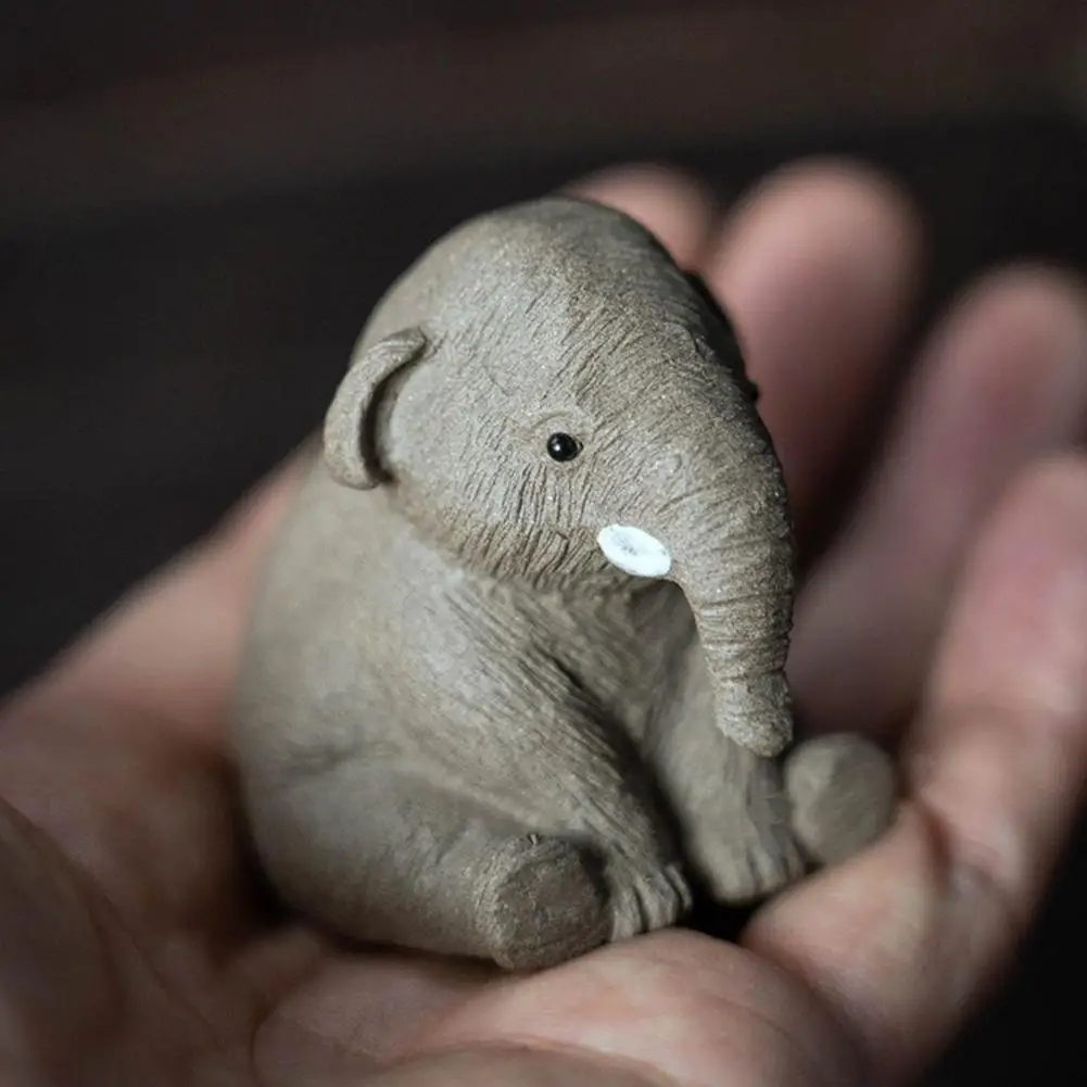 Tea Pet Ornaments Purple-clay Elephant Tea Pet Figurine for Home Office Table