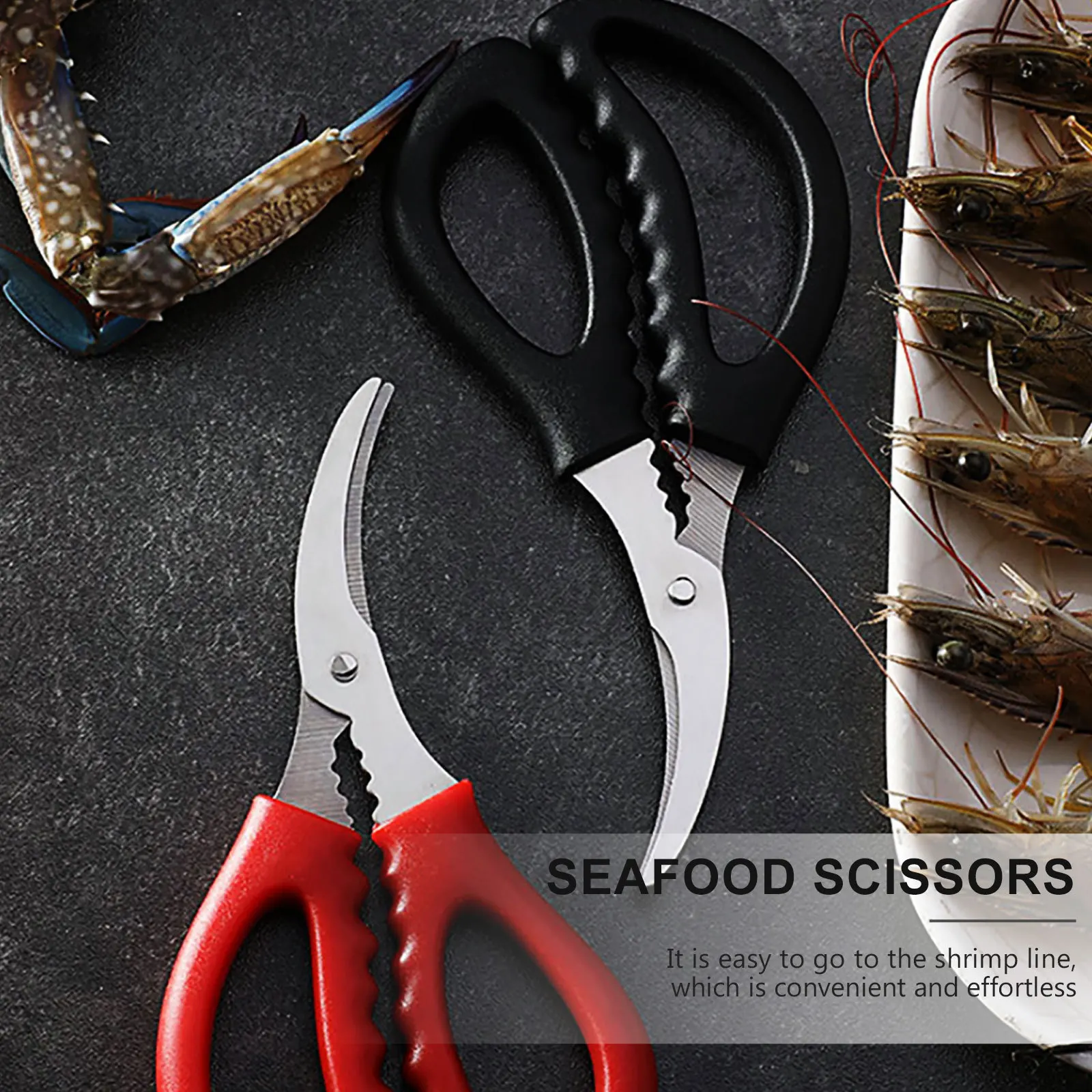 Ciseaux de cuisine en acier inoxydable, 3 pièces, pour fruits de mer, crevettes, poignée ergonomique, antidérapant, poignée confortable, coupe