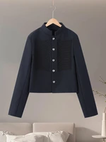 Manteau chic pour femme, mode, simple boutonnage, manches longues, vestes pour femmes, printemps 2026, mode de rue, style chinois, vêtements courts pour femmes 6