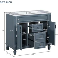 36” Bathroom Vanity with Sink, Freestanding Single Bathroom Sink Vanity Cabinet Set with Integrated Sink Bathroom Vanities 2