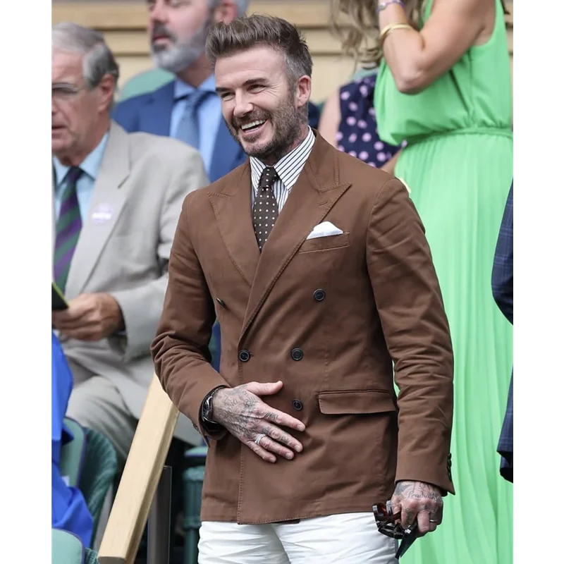 

Chocolate Linen Men's Blazer Lightweight And Breathable Classic Double Breasted Men's Jacket 1 Piece Regular Fit Peak Lapel Coat