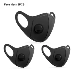 Reusable Black Anti - Dust Mask with Breathing Filter and Washable Anti - Fog Haze Protection (3 Pcs)