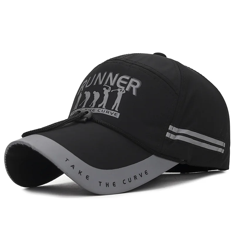 Men'S Peaked Cap Adjustable Breathable Sports Cap Long Brim Sunscreen Baseball Snapback Hat Caps baseball caps sun hats cooling caps
