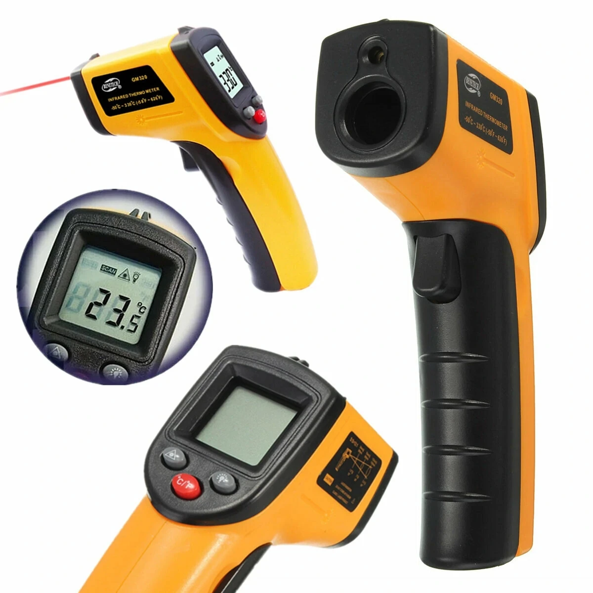 

BENETECH GM320 Non Contact Laser LCD Display Digital IR Infrared Thermometer Temperature Meter Gun -50℃ to 330℃