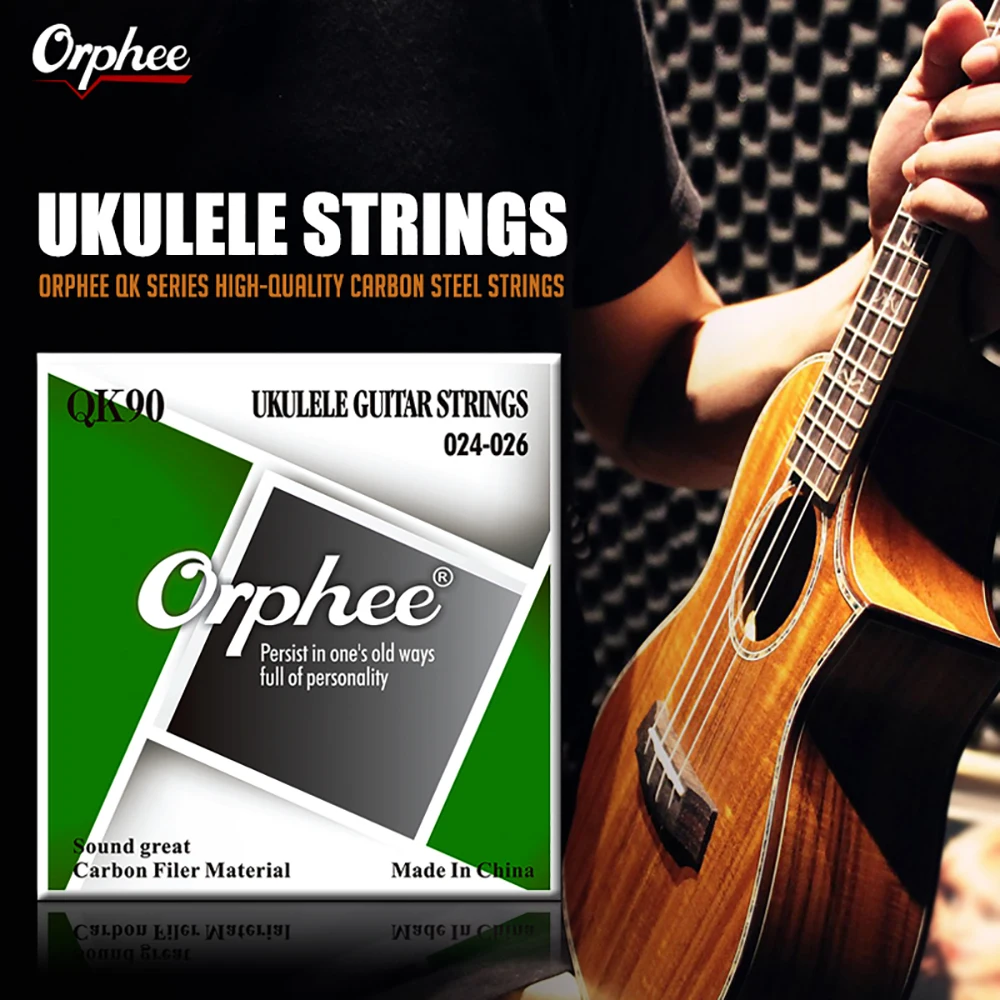 Orphee Professional Ukulele Strings QK90 Series String Instrument Accessories Full Set Clear Nylon White Carbon Fiber Strings ukulele tuning pegs