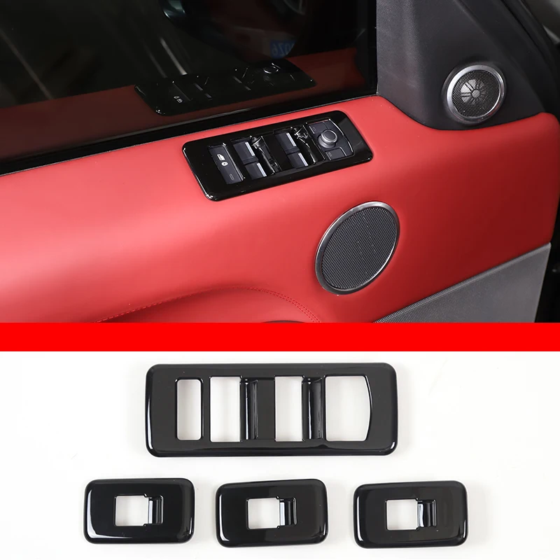 

For Land Rover Range Rover Sport 2014-2017 ABS Black Car Glass Lift Switch Button Frame Cover Trim Sticker Car Accessories