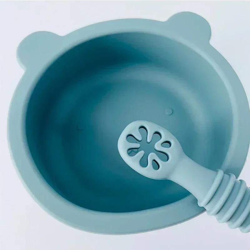 Lovely Baby Learning Spoons Utensils Set Adorable Toddler Tableware Baby Silicone Teether Toys Feeding Scoop Training 1/2PCS learning spoons baby cutlery