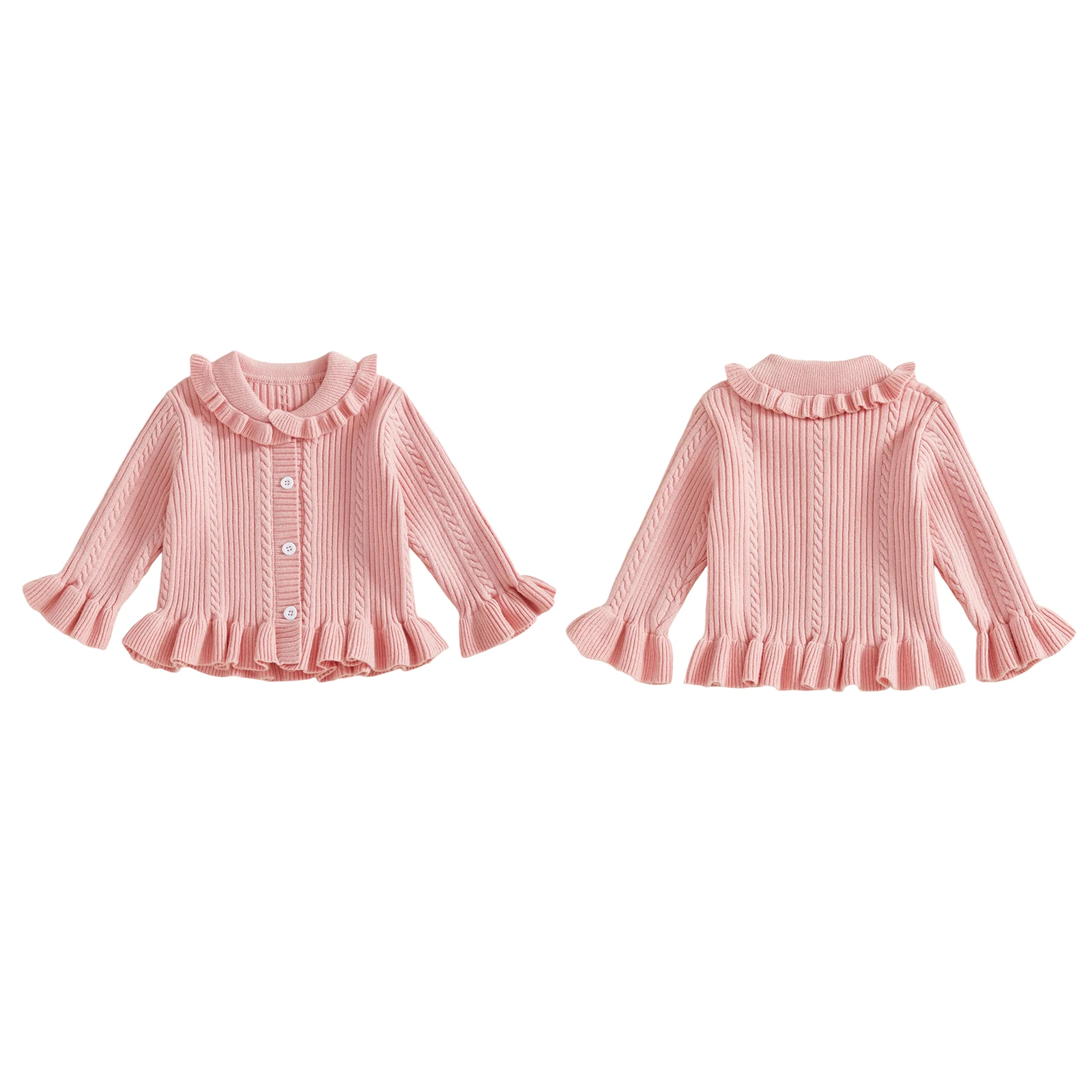 1-5세 여아용 버튼다운 가디건 상의 니트 점퍼 스웨터