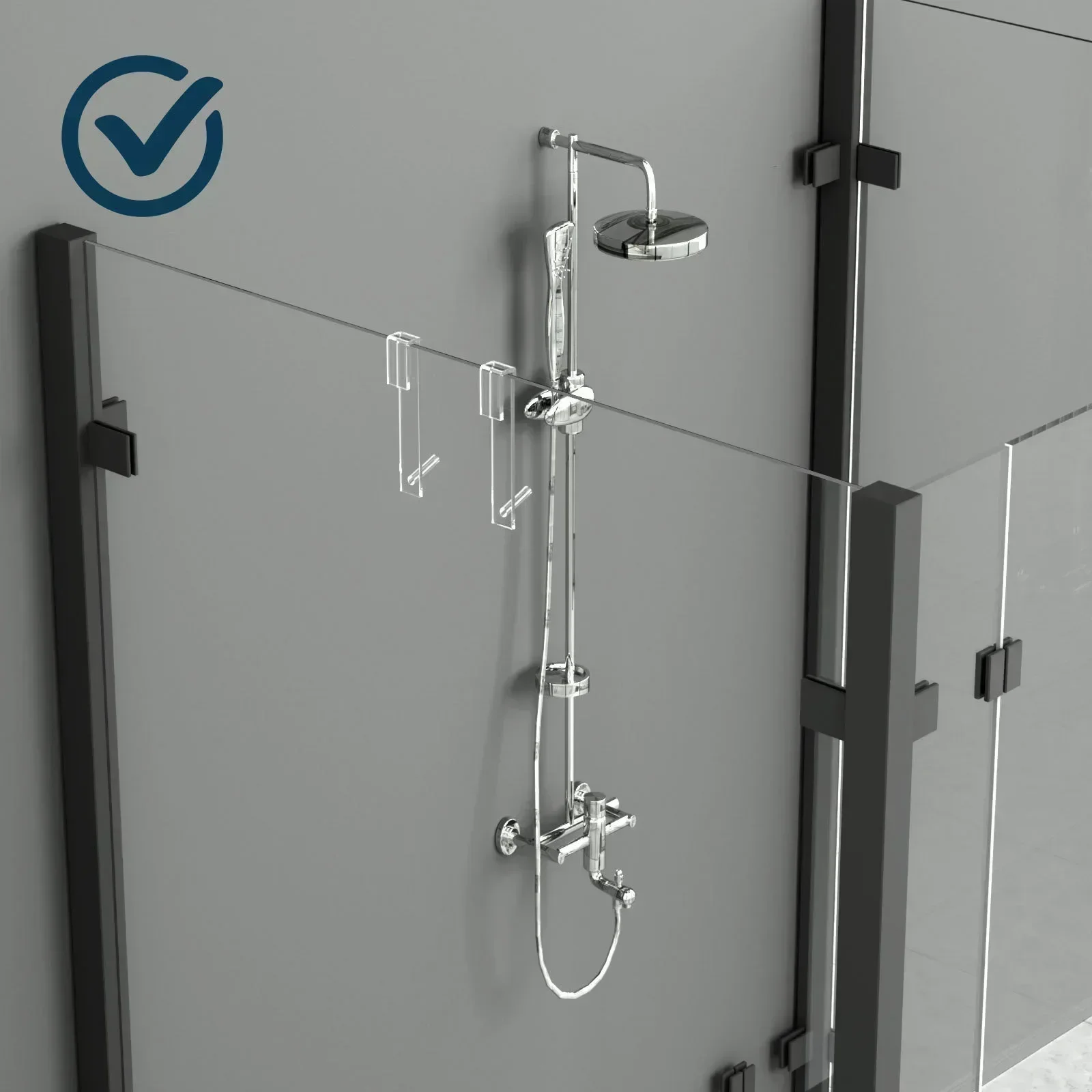 Shower Towel Rack Acrylic Bathroom Shower Door Hook Over Glass Door Shower Towel Rack Punch-Free Bathroom Bathrobe Hanger Transparent Towel Hooks