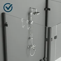 Acrylic Bathroom Shower Door Hook Over Glass Door Shower Towel Rack Punch-Free Bathroom Bathrobe Hanger Transparent Towel Hooks 2
