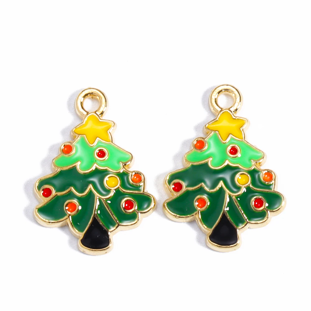 10 Arten Emaille Strass Anhänger für Weihnachts bäume DIY Charms für Tasche Ohrring Halskette Schmuck machen hand gefertigten Anhänger – Detail 6