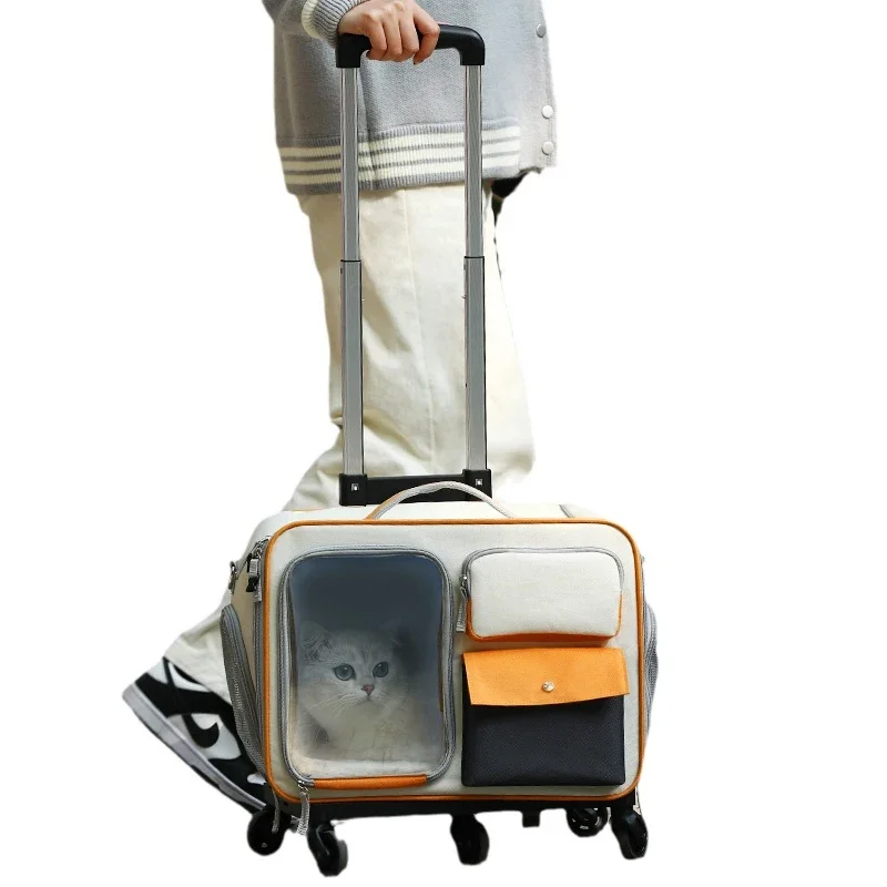 Pet Trolley Cat Bag Portable Suitcase Cat Suitcase Trolley Travel Backpack Carrier Pet Products