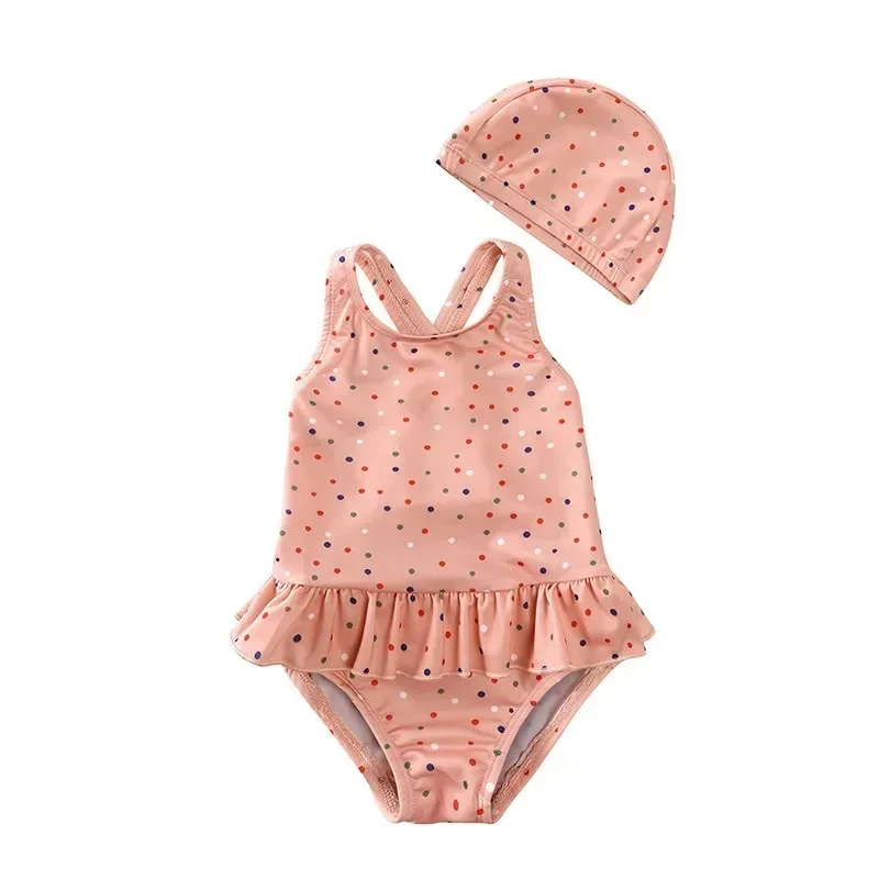 Combinaison Anti-UV Bébé Fille Manches Longues + Chapeau - Ensemble Bain Piscine Plage - Imprimé Cocotiers/fleurs