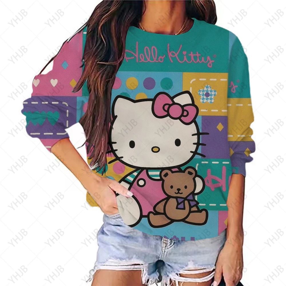 

Женский Свободный свитшот с круглым вырезом, с принтом Hello Kitty