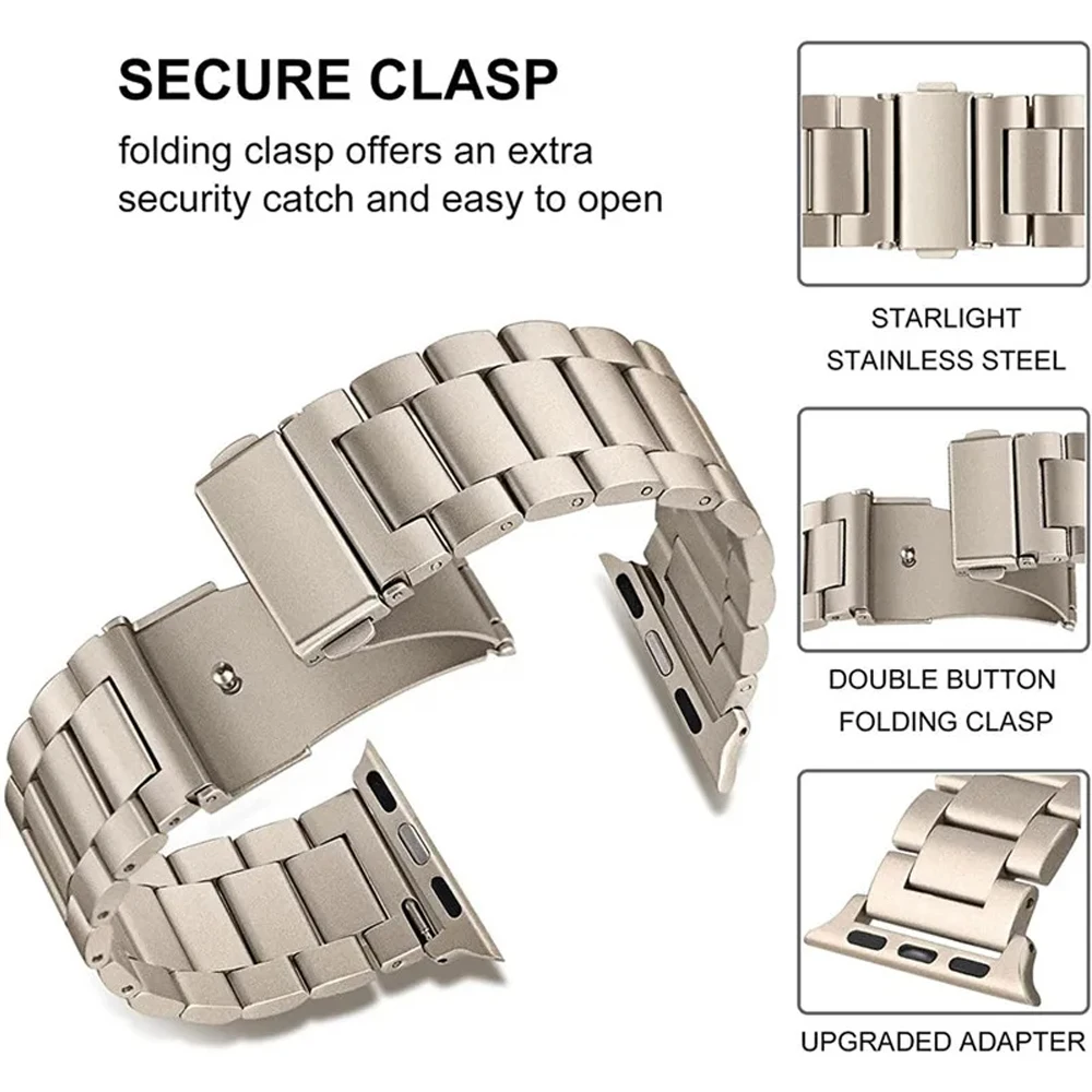 Elegant Stainless Steel Watch Strap Bracelet - Premium Metal Wristband