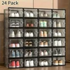 12 Pc / 24 Pc Large Capacity Modular Space-Saving Shoe Box, Transparent Plastic Stackable with Lid, Sneaker Display Box, B 1