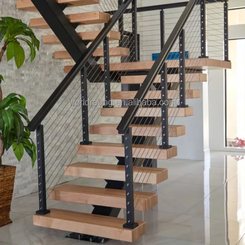 맞춤형.YL 최고급 실내 목재 계단 현대식 플로팅 계단 디자인